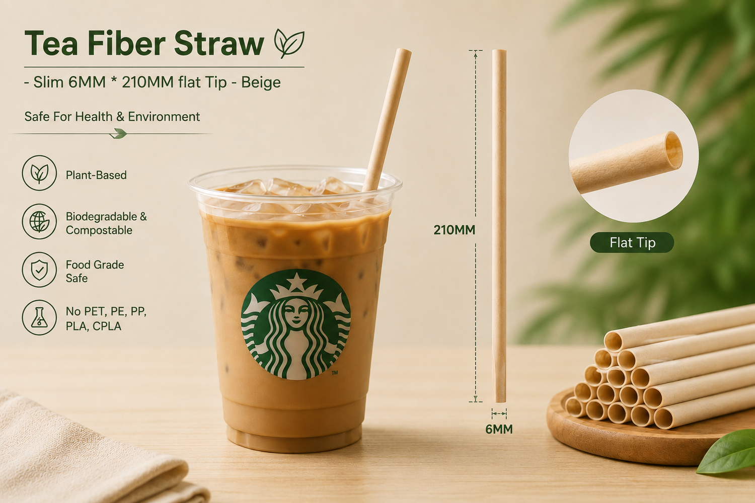 Tea Fiber Straws No Paper Wrapping