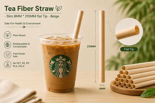 Tea Fiber Straws-8MM* 210MM Flat End No Paper Wrapping