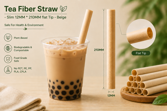 Tea Fiber Straws-12MM* 210MM Flat End No Paper Wrapping