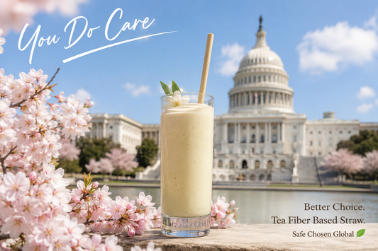Tea Fiber Based Straws With Paper Wrapping-Smoothie 10mm * 220mm Flat End - Beige
